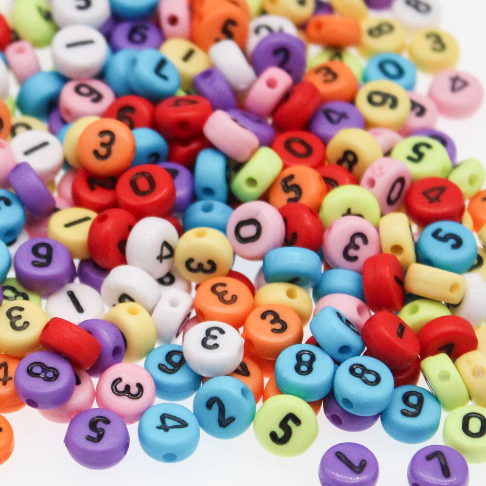 CHONGAI 200Pcs Acrylic Numbers Spacer Beads For Jewelry Making 7mm Multiple Colors To Choose