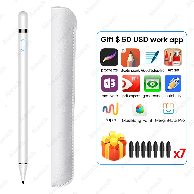 For Stylus iPad Pencil For iPad Pro 11 12.9 10.2 9.7 Air 3 mini 5 Palm Rejection Smart Touch Pen For Apple Pencil: 1 gen and gift white