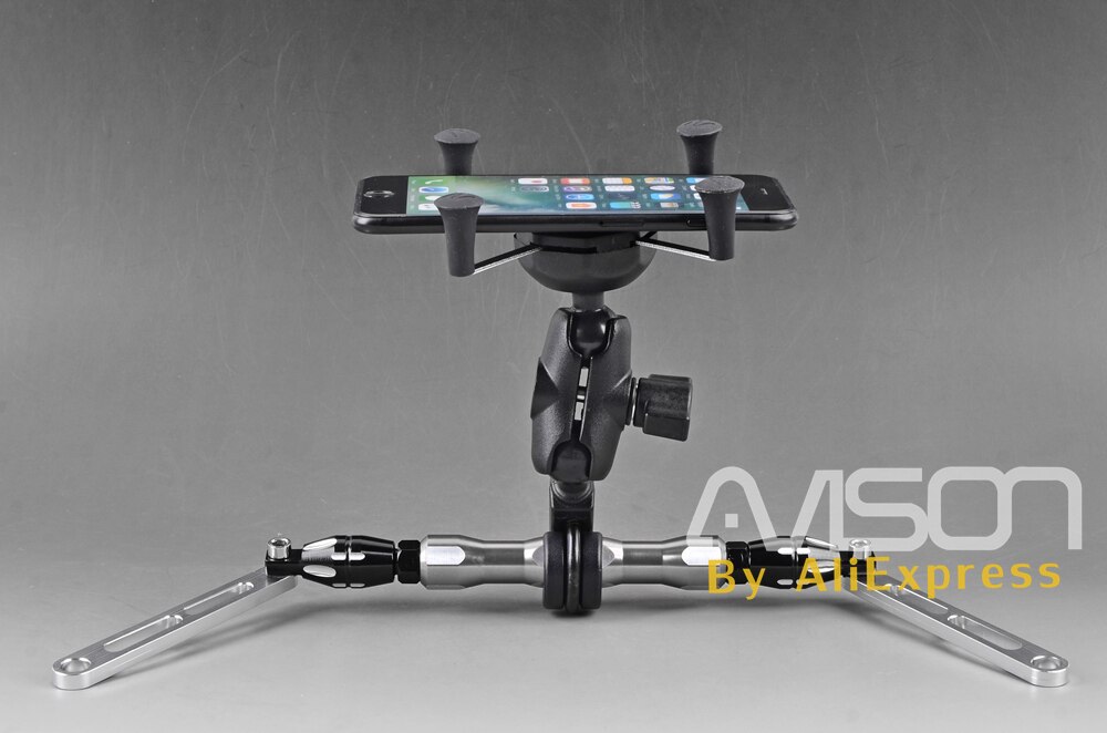 Support de téléphone portable | Pour XMAX 250 300 NMAX, support de téléphone portable, plaque GPS, support de miroir réglable: A set-Silver