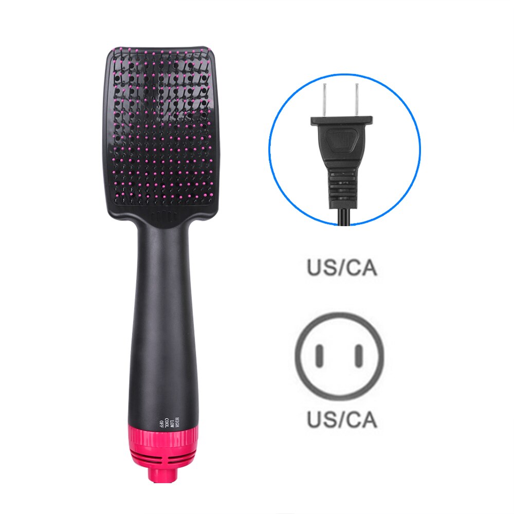 Secador de pelo 2 en 1, cepillo de aire , voluminizador, alisador de pelo de hierro plano a la con forma de arco, máquina de secado en húmedo para estilismo, EU US: US Red