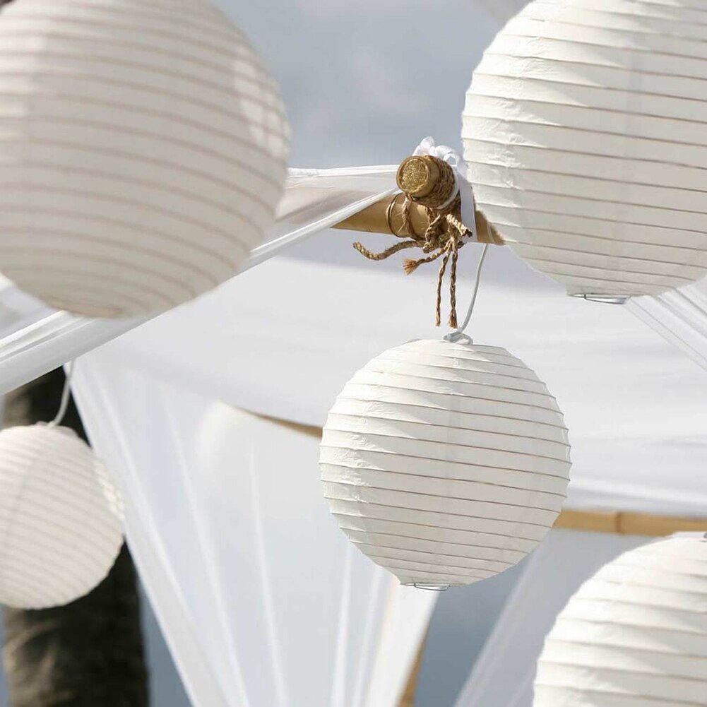 10pcs/lot White Chinese Paper Lanterns Ball 20cm 30cm Hanging Round Lantern for Wedding Birthday Party Eid Ramadan Decorations
