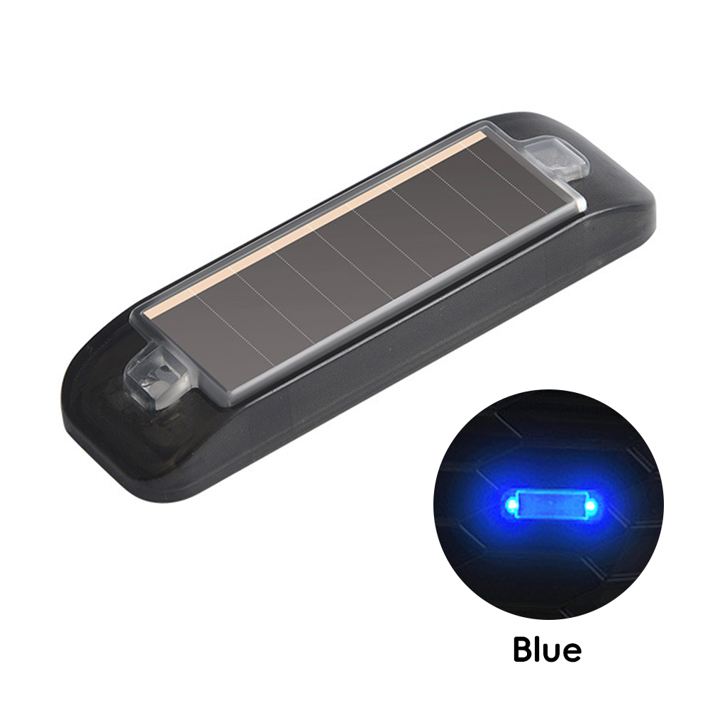 Mini led-autolampje op zonne-energie, waarschuwingslampje voor 's nachts, gesimuleerd alarm, draadloos antidiefstalwaarschuwingslampje, knipperend nep-alarmlampje: Diepblauw