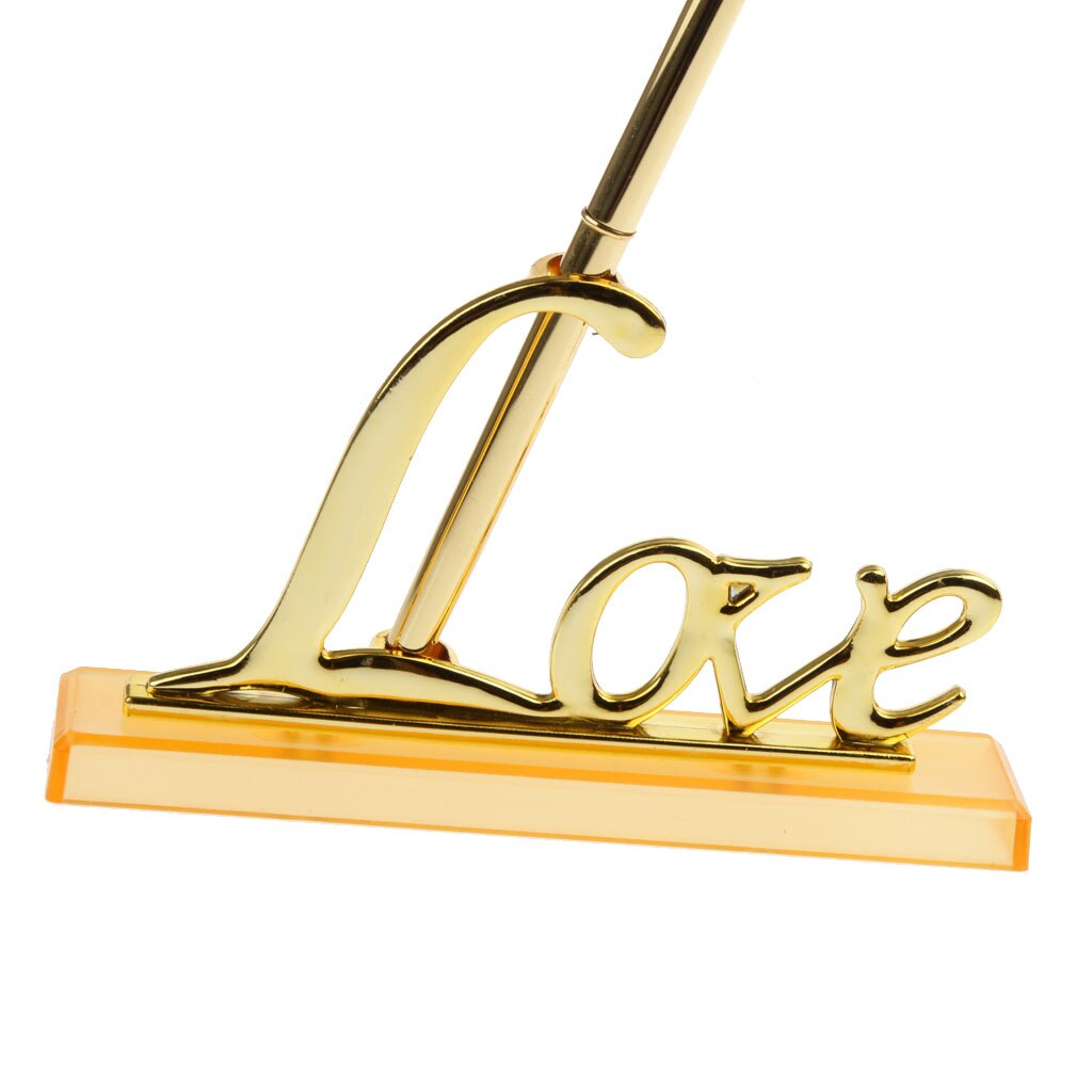 Mode Witte Veer Pen Ondertekening Gold Tone Liefde Woorden Bruiloft Handtekening Pen W/Houder