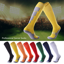 Mænd kvinder sportsfodboldstrømper knæhøjt kompressionshåndklæde slidbestandigt åndbare leggings strømpe fodboldsok