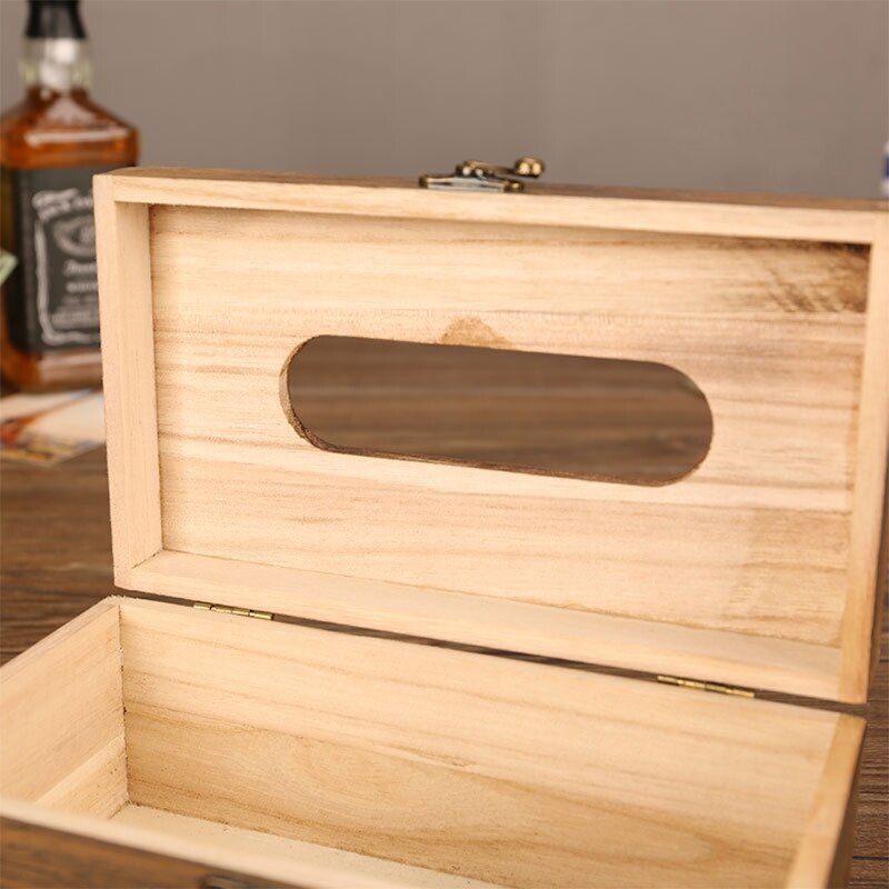 Tissue Box Holder Storage Paper Box Tissue Box Cover Car Wood Napkins Holder Case Organizer Home Decoration