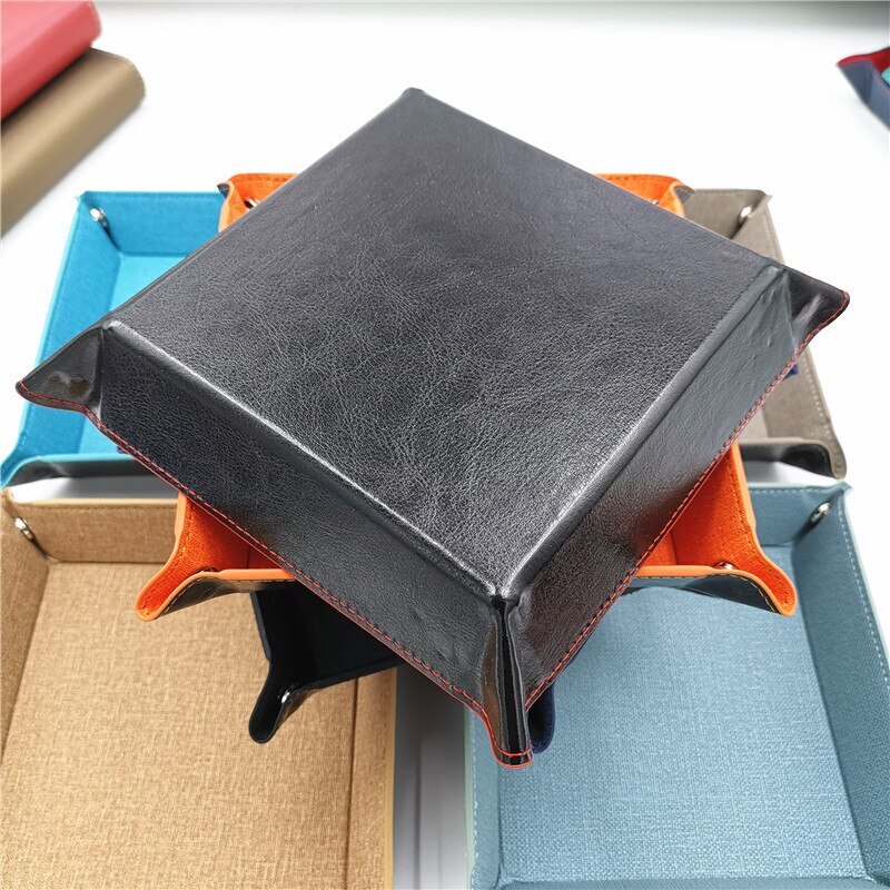 Pu lederen dobbelstenen rolplaat vierkante dobbelstenenplaat dobbelstenendoos voor tafelspellen dobbelstenen opslag.