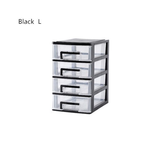 Vrouwen Multilayer Lade Make Storage Box Badkamer Cosmetica Sieraden Organizer Office Desktop Briefpapier Pen Liniaal Accessoires: Black  L