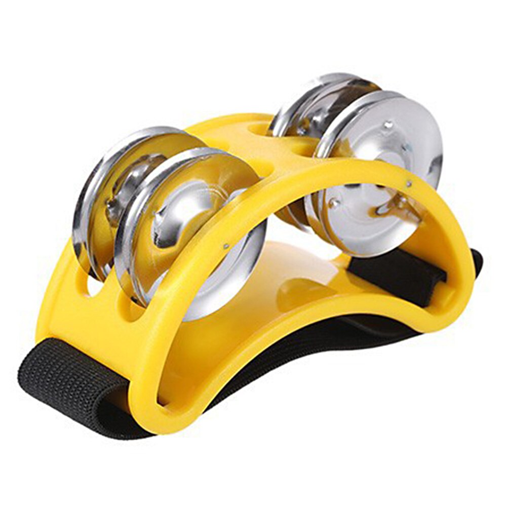 Instrument Tambourine Bell Jingle Plastic Metal Foot Musical