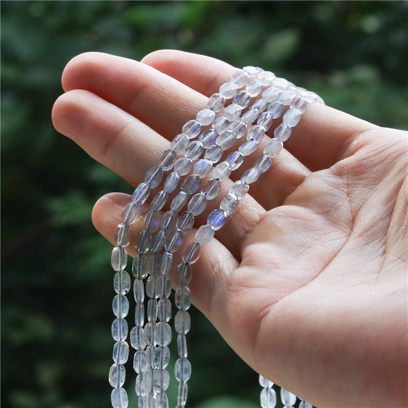 Cuentas facetadas ovaladas de labradorita de piedra Natural, tamaño 4x6MM para fabricación de joyas, pulsera Diy