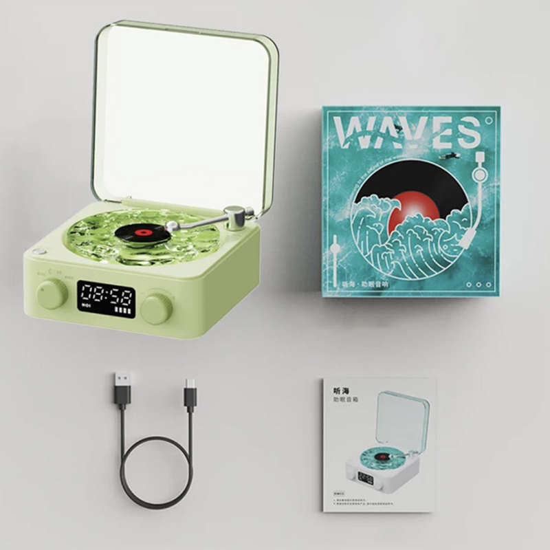 Altavoz de tocadiscos Retro con ruido blanco, reproductor de discos de vinilo inalámbrico con Bluetooth, sonido estéreo, efecto de lámpara de proyección RGB
