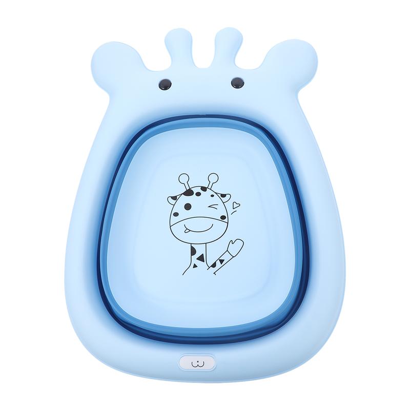 1pc Baby Footbath Basin Cartoon Tubs Adorable Kids Washbasin Plastic Bath Basin: Blue