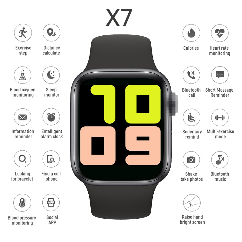 IWO MAX 2 X7 Bluetooth Smart Watch Call Full Touch Screen Sports Fitness Tracker Heart Rate Blood Pressure Smartwatch Pedometer