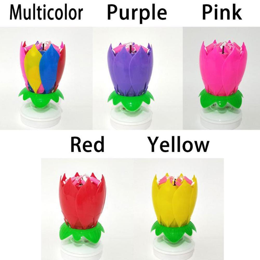 Birthday Cake Music Candles with 8 Candles Lotus Flower Christmas Festival Decorative Music Wedding Party