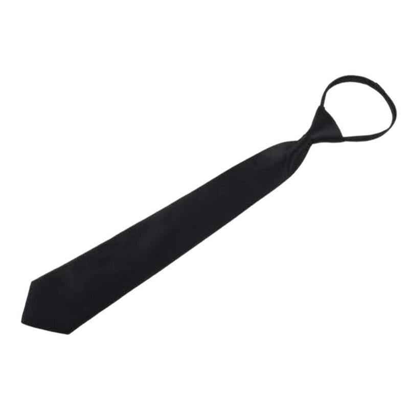 Sort klip på slips sikkerhedsbånd til mænd kvinder dørmand steward mat sort slips sort begravelsesbånd tøj tilbehør