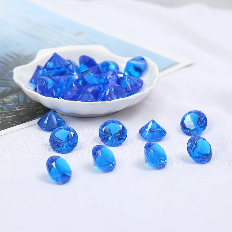 Bijoux en Faux diamant 20MM, coffre au trésor, Pirate, cristal acrylique, remplissage, jouets, accessoires, confettis, décorations de mariage: Bleu