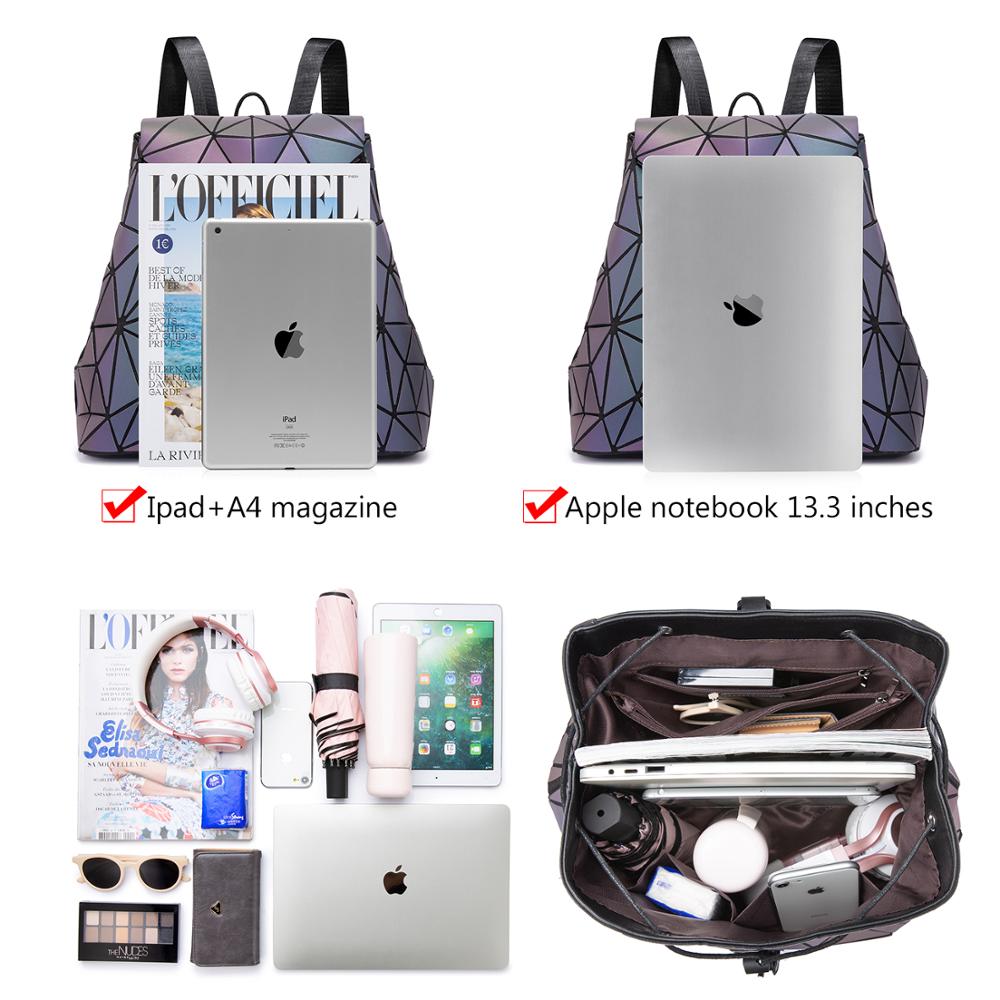 Mochila plegable para mujer, conjunto de 3 uds. De 3 uds., con geométrico