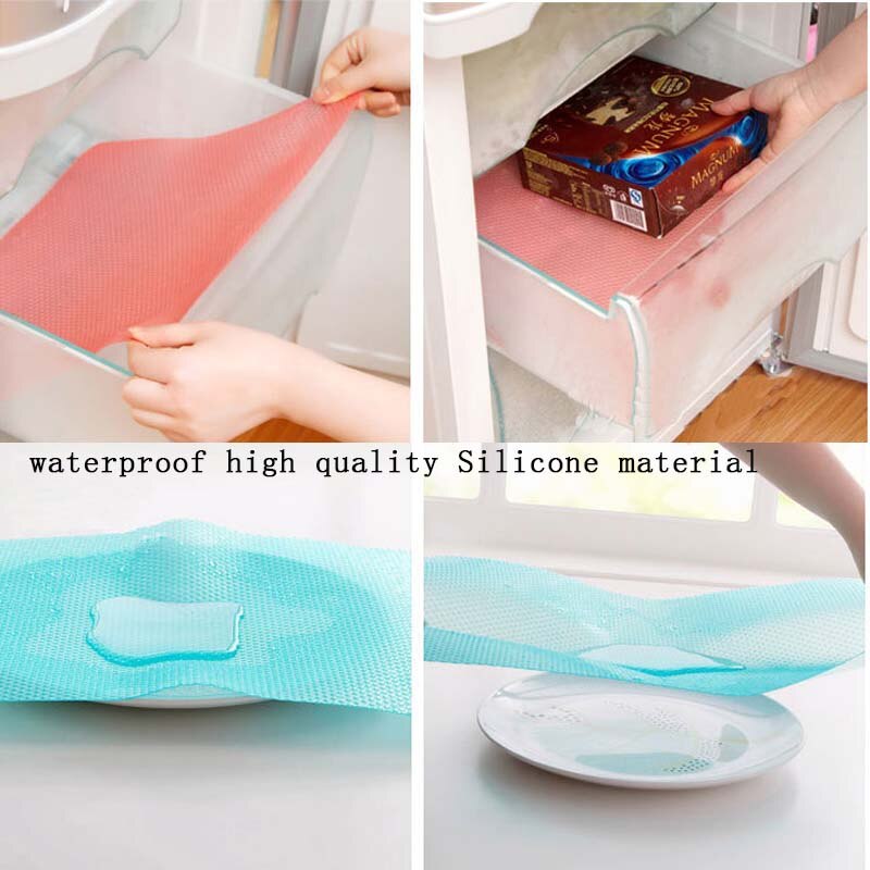 1pc/4pcs Refrigerator Pad Antifouling Mildew Moisture Tailorable Pad EVA Non-Slip Refrigerator Mats Fridge Pads