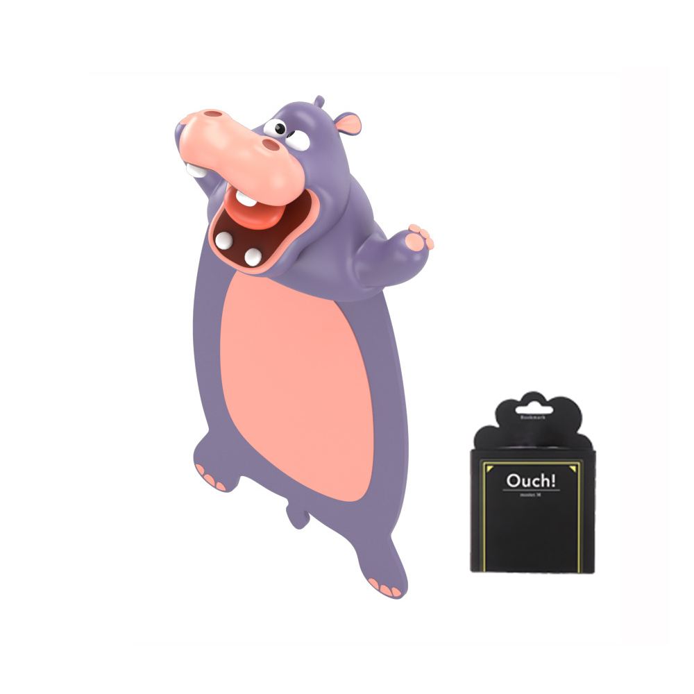 3D Stereo Bookmark Cute Cartoon Animal Marker Kawaii Cat Panda Bookmark Of Pages Kids School Stationery Supplies: Hippo