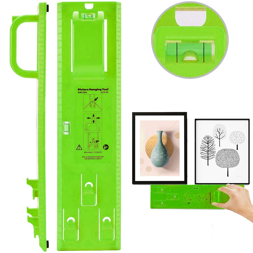 Pictures Frame Hanger Picture Hanging Kit Tool picture Hanger Tools With Level Suitable For All Wall Materials Picture Frame: Green
