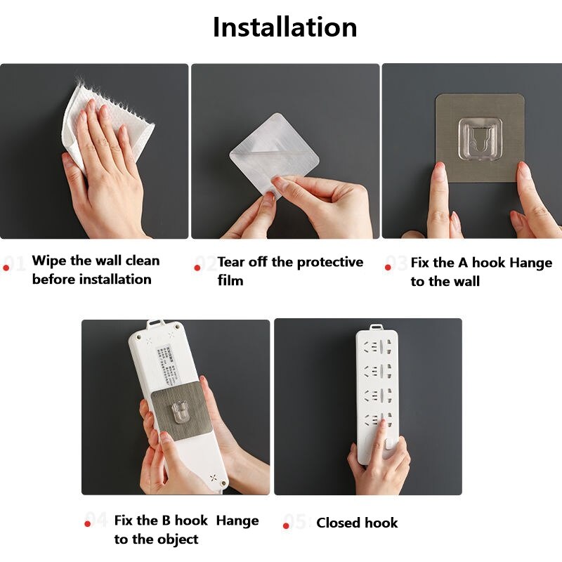 Colgador de ganchos de pared adhesivo de doble cara, ventosa de almacenamiento fuerte de pared transparente para ganchos para la cocina, Tercera Versión