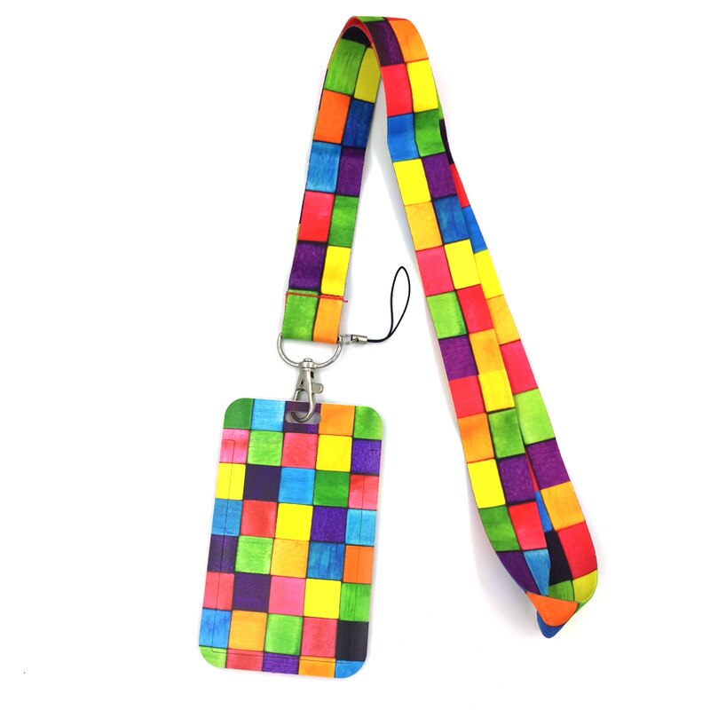 Rainbow lattice Pattern Horizontal ID Retractable Badge Holder ID Badge Holder Clip Name Card Keychain Nurse Work Decorations: Neck Strap Holder