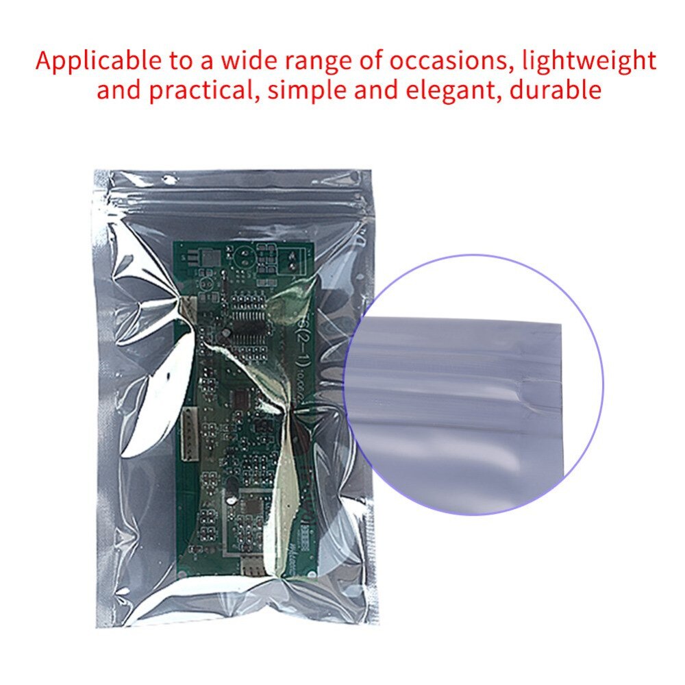 50pcs Aluminum Antistatic Bag Resealable Anti Static Ziplock Bags Pouch for Electronic Pouches Anti Static Package Mylar Bags