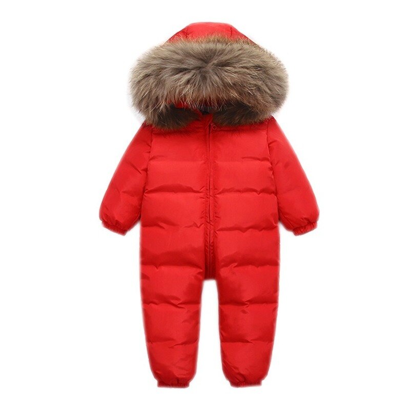 Kids Siamese Donsjack Jongens Blauw Winddicht Ski Donsjack Meisjes Rode Jumpsuits Donsjack Baby Warmte Dikke Winter Lange jas