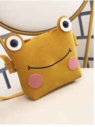 Cute Mini Bags Children Handbag For Girls Cartoon Frog PU Leather Shoulder Bag Kids Messenger Bags: Yellow