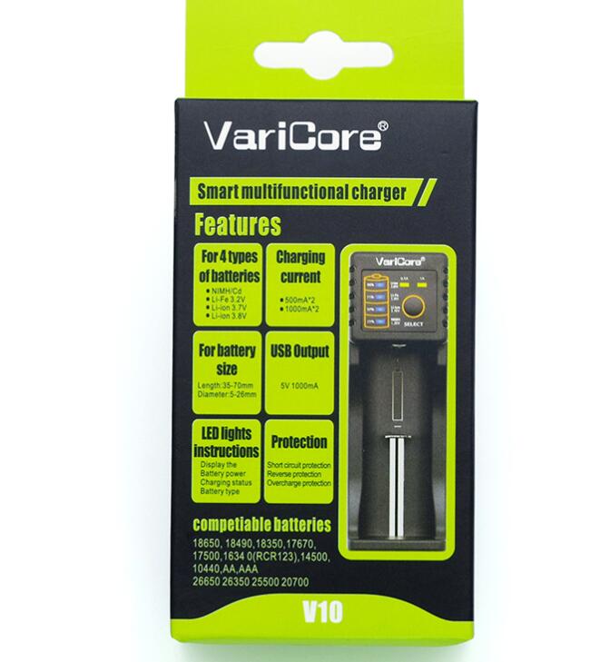 Varicore  v20i v10 18650 lader 1.2v 3.7v 3.2v 3.85v aa / aaa lader 18650 26650 10440 14500 nimh litiumbatterilader: V10