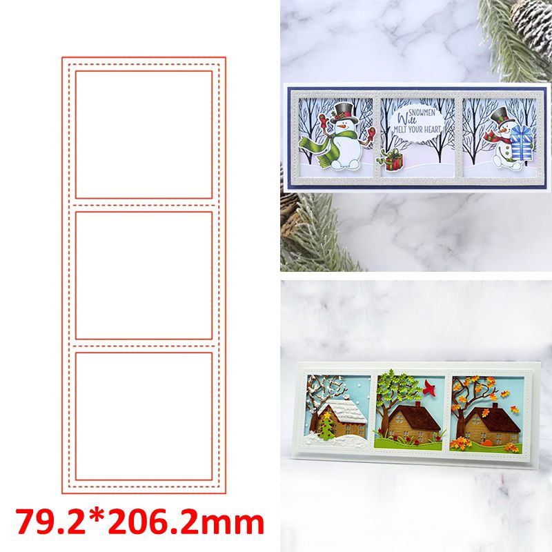 Slimline Metal Cutting Dies Set Stitched Rectangle Scallop Scale Round Irregular Geometry Lawn Architecture Border Frame: 7