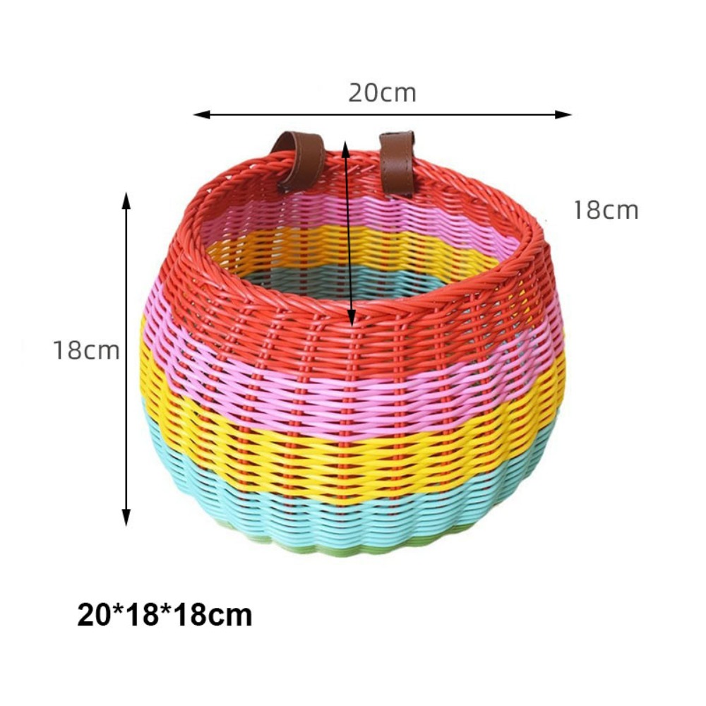 Cesta de bicicleta de mimbre de para niños con cinturón, bolsa de almacenamiento de bicicleta de 10 estilos, cesta para manillar delantero, accesorios para bicicleta: Rojo