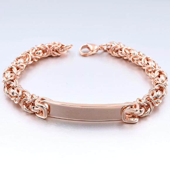 Stainless Steel Bracelets Men Jewelry ID Bracelet Byzantine Link Chain Style: rose gold color
