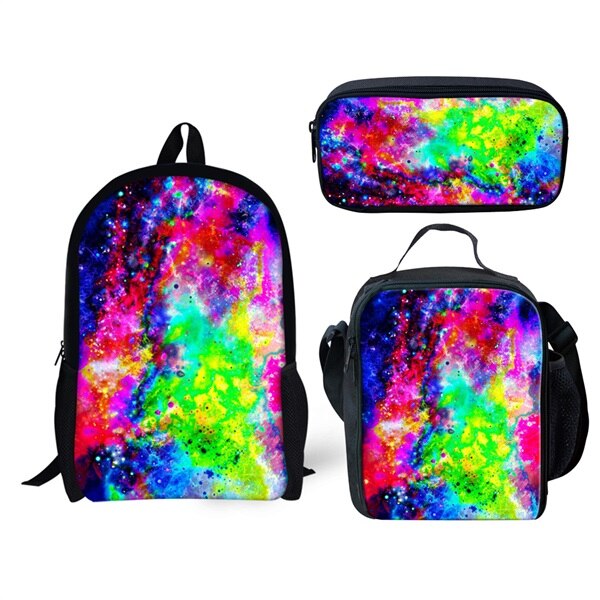 Galaxy/ruimte/universum print jongens meisjes schooltassen casual stuks set rugzakken kinderen orthopedische schooltassen: C0166 cgk