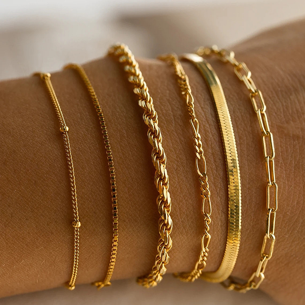 11 unids/set de pulseras de cadena giratoria bohemias para mujer, pulsera de eslabones cubanos ajustable de Color dorado Punk Vintage, de joyería de: Marrón rojizo