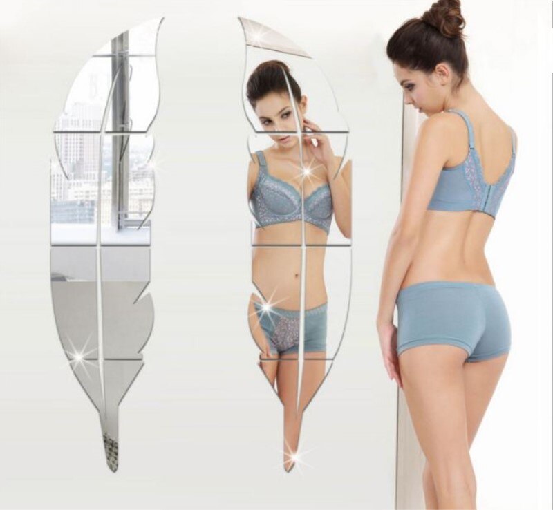 Autocollants de miroir en 3D 73*18CM | Stickers muraux amovibles en plume, Stickers décoratifs de salle de cuisine, Art Vinyl, pour la maison