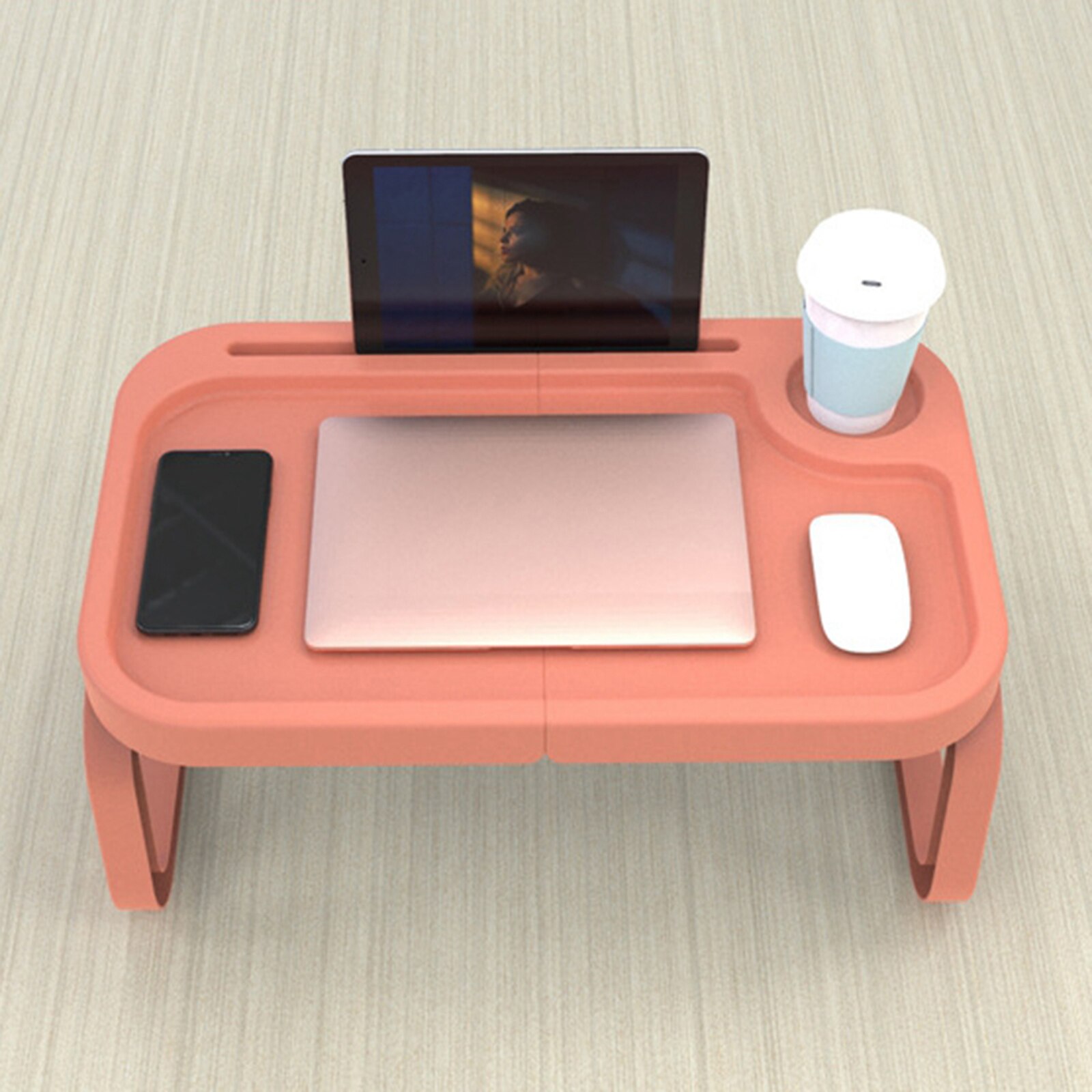 Foldable Laptop Table Tray Stand Lazy Sofa Bed Adjustable Notebook Study Desk: Red