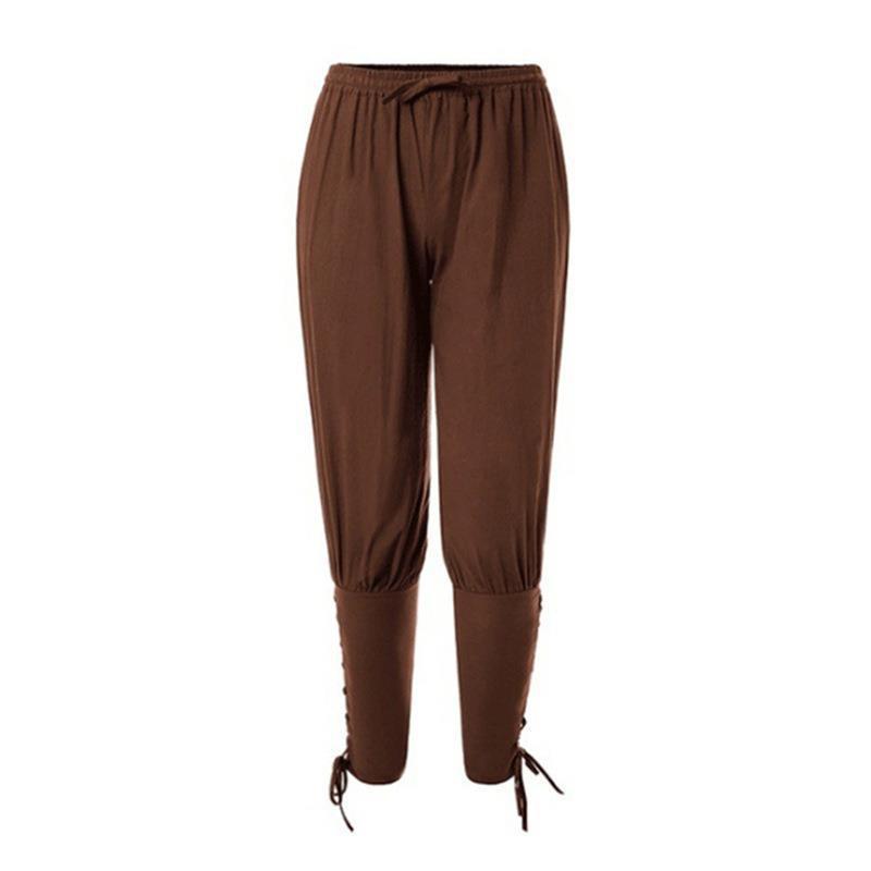 Fjstring de proximité pour hommes, pantalons d'été décontractés, streetwear médiéval en coton et lin, fjNew, 7,5 ate: M / Marron