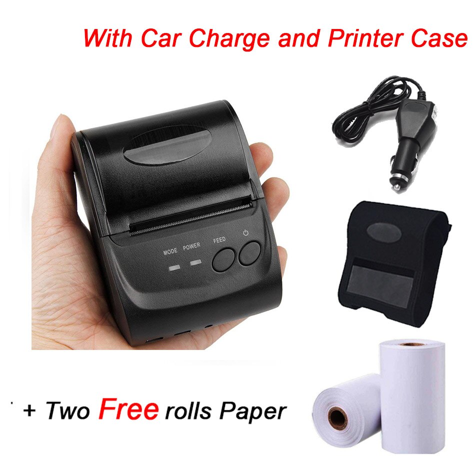 Pos-printer android draagbare bluetooth thermische printer mini 58mm bluetooth android ios pos-printer mobiele usb-bonprinter: Printerbehuizing auto / Eu-stekker