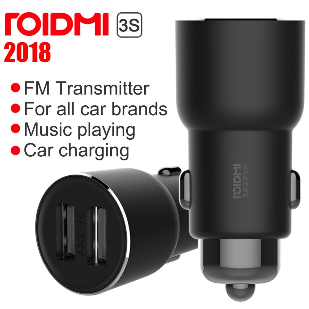 Xiaomi Roidmi 3S MOJIETU Bluetooth Car Charger 5V/3.4A Music Player Smart APP FM + Roidmi Magnetic Car Holder for Smart Phone