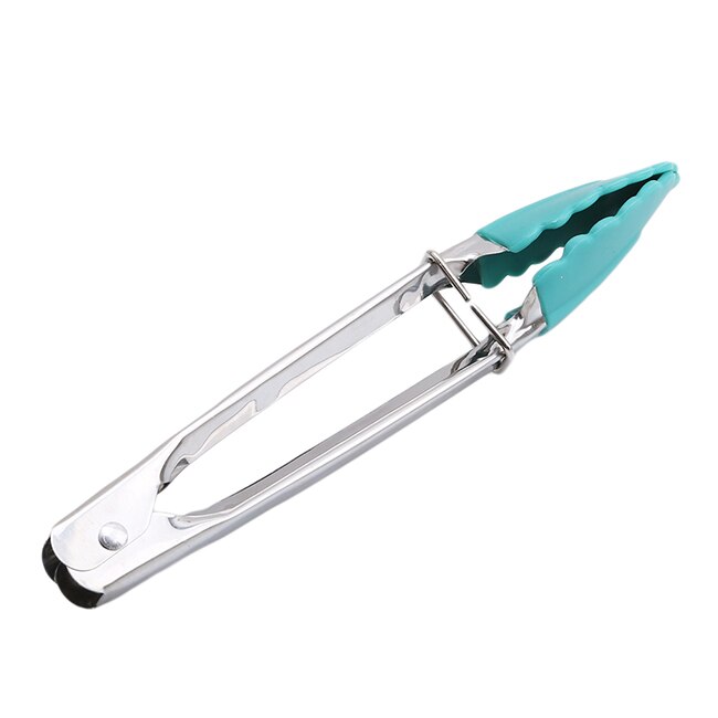 1 Pc BBQ Tongs Silicone Cover Food Tongs Lock Barbecue Clip Clamp Stainless Steel Bread Tongs Kitchen Tools: type1lightblue
