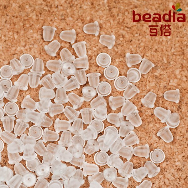 Oorbellen sieraden accessoires rubberen achterkant siliconen ronde oordopjes geblokkeerde plastic oorbelstoppers voor doe-het-zelf: 4 x 4mm ca. 100 stuks