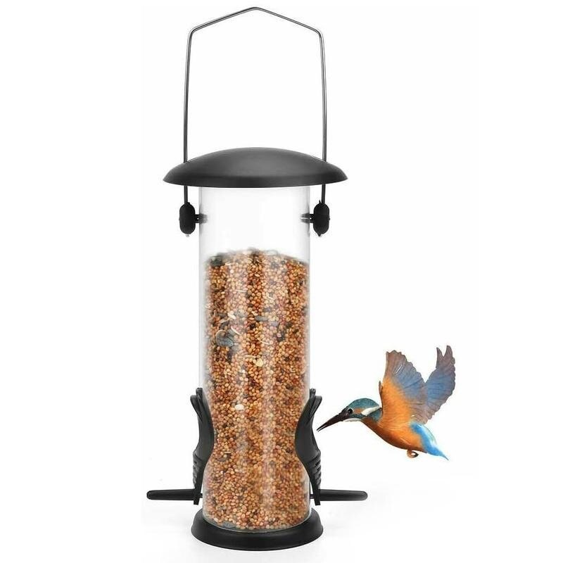 Squirrel Proof Automatic Bird Feeder Hanging Cage Seed Garden Food Yard Outdoor Wild Small J4T5