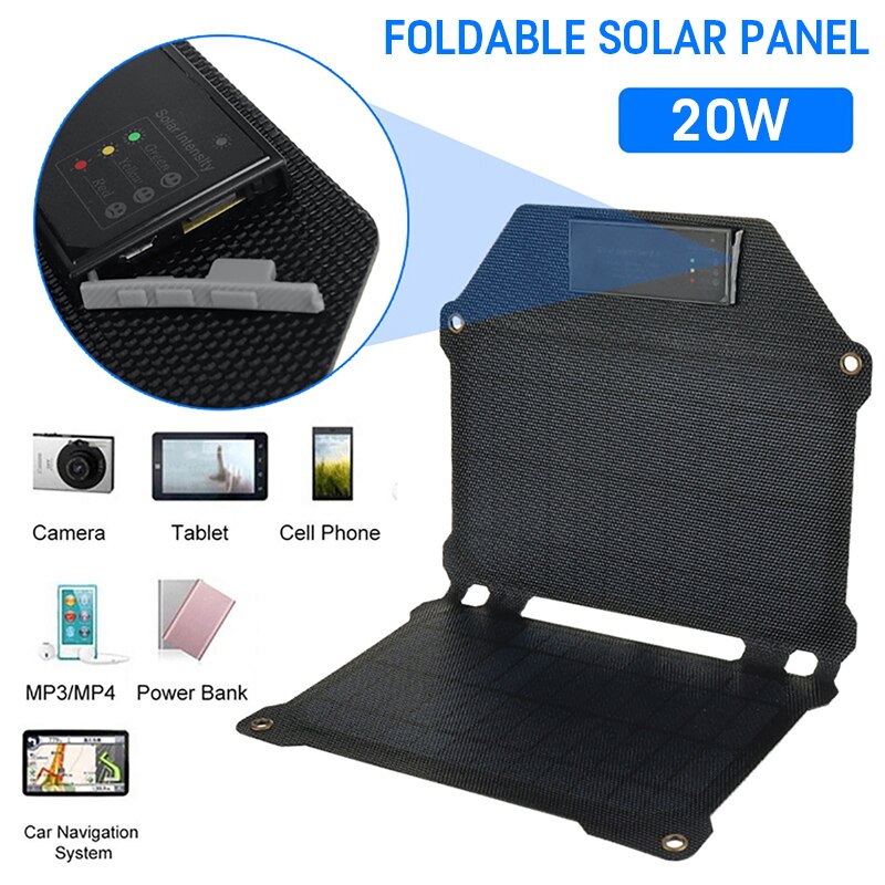 Solar Panel 20W 5V Solar Charger Portable Solar Battery Chargers Charging for Phone for Hiking Camping Outdoors
