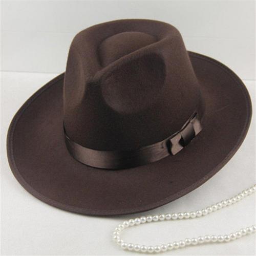 Summer Hat Sun Visor Men Women Hard Felt Wide Brim Fedora Panama Hat Autumn Vintage Cap: Coffee