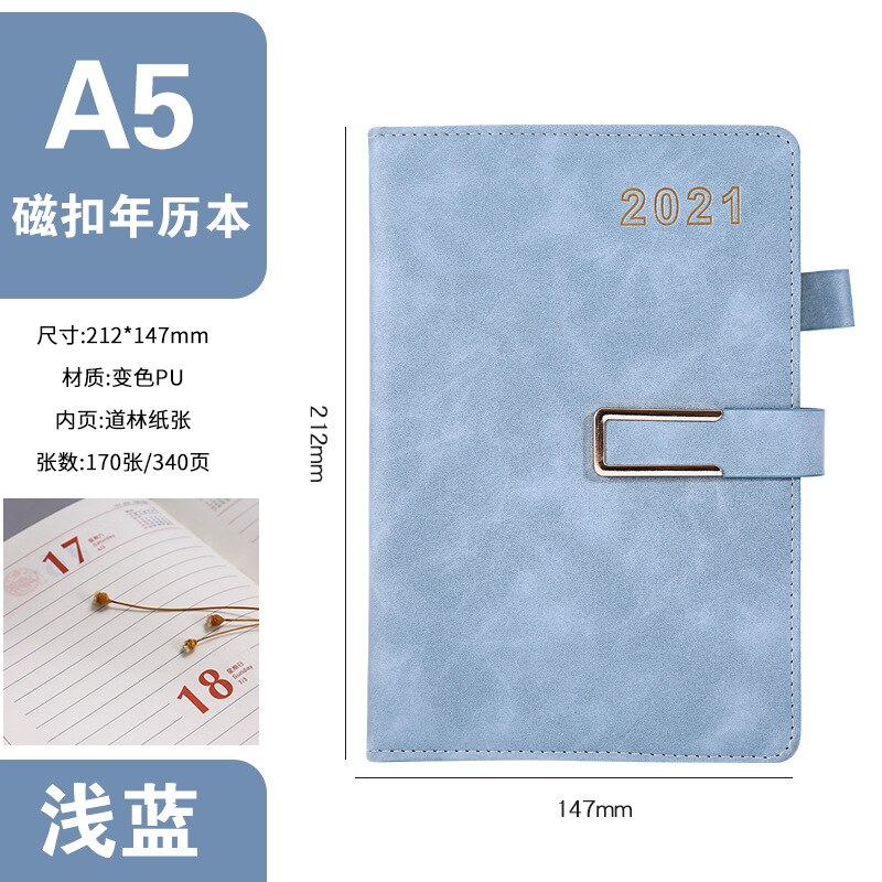 Agenda Planner Organizer A5 Diary Notebook And Journals Kawaii Daily Weekly Monthly Plan Time Schedule Office Notepad: light blue