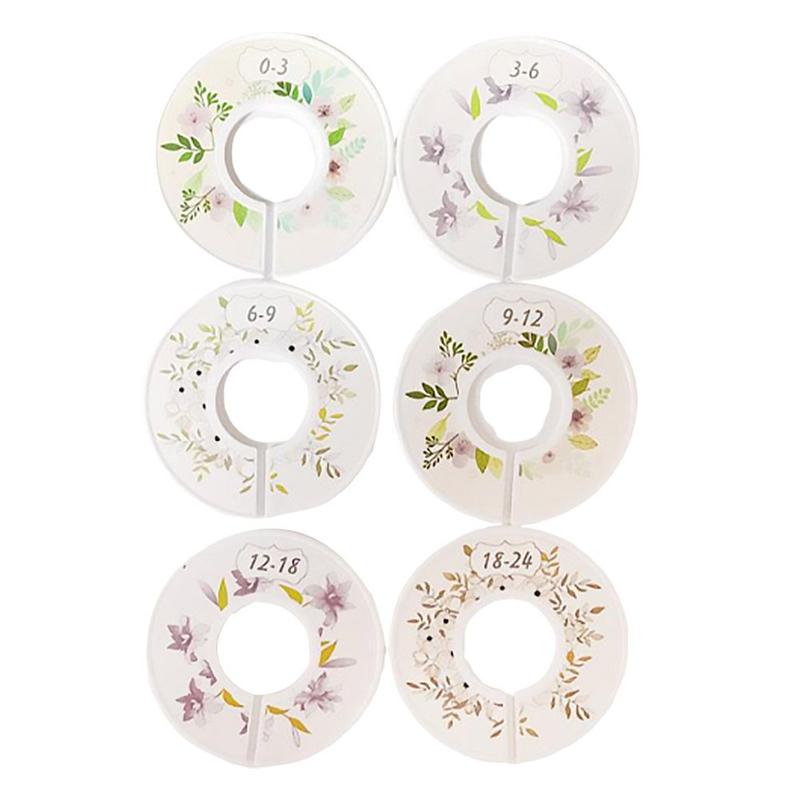 6pcs Baby Clothes Size Dividers Round Plastic Clothing Hanger Separation Circle Size Buckles for Wardrobe Shopping Mall