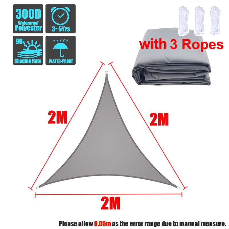 Oxford tyg skugga segel uv-strålesäker vattentät nyans rätvinklig triangel trädgård pool utomhus innergård terrass camping skugga: Grå 2 x 2 x 2m