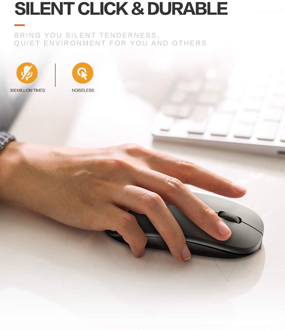 Trådløs genopladelig mus til bærbar computer pc, slank mini støjfri trådløs mus , 2.4g mus til hjemmet/kontoret