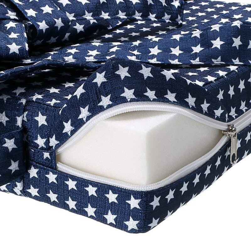 2Pcs Chair Increasing Cushion Dismountable Highchair Booster Cushion Washable Thick Chair Seat Pads - Blue & Grey