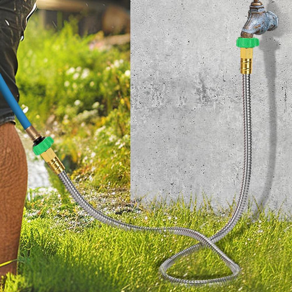 1-3M Short Garden Hose Metal Leakproof Leader Hose Universal Fit Secure Connection Garden Watering Stainless Steel Flexible Hose